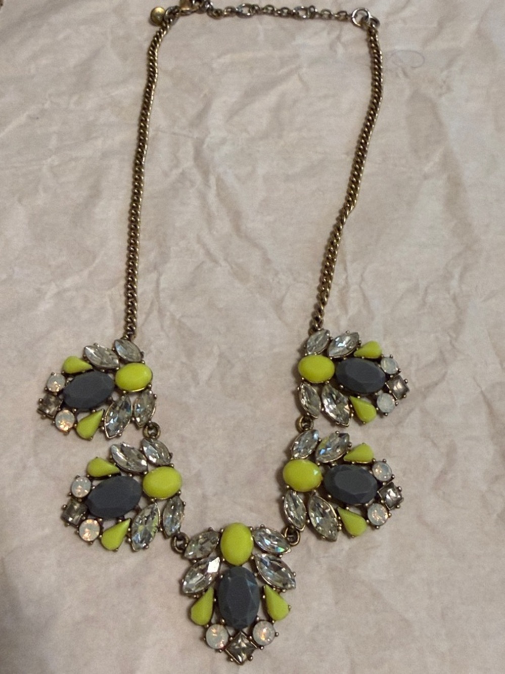 J. Crew Yellow and Gray Cluster Statement Necklace